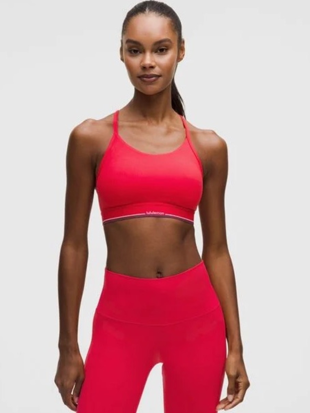 Lululemon Logo Flow Y Mid-Support Bra Lulu Red